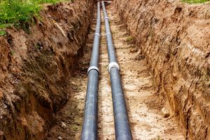 A trench with pipes installed