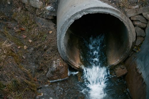 Water comes out of a sewer